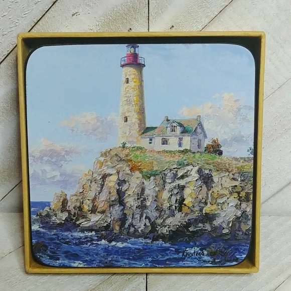 James Lorimer Keirstead Premium Corkback Coasters Bass Harbour Light - Picture 7 of 7
